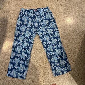 Lilly Pulitzer Blue Printed Linen Pants